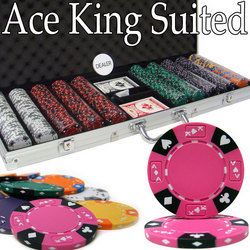 Custom - 500 Ct Ace King Suited Chip Set Aluminum Case