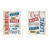"American Collection" 2-Piece Vignette By Marla Rae, Printed Wall Art, Ready To Hang Framed Poster, White Frame