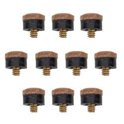 10 12mm Hard Leather Screw-on Pool Cue Tips