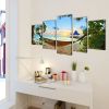Canvas Wall Print Set Sand Beach with Hammock 79" x 39"