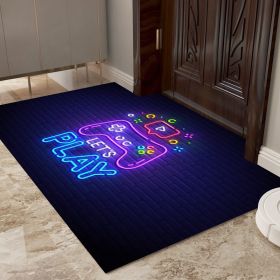 1pc Neon Video Game Floor Mat; Large Game Area Rug; Gamer Carpet; Game Printed Living Room Mat Bedroom Mat (Color: Neon Video Game Floor Mat)